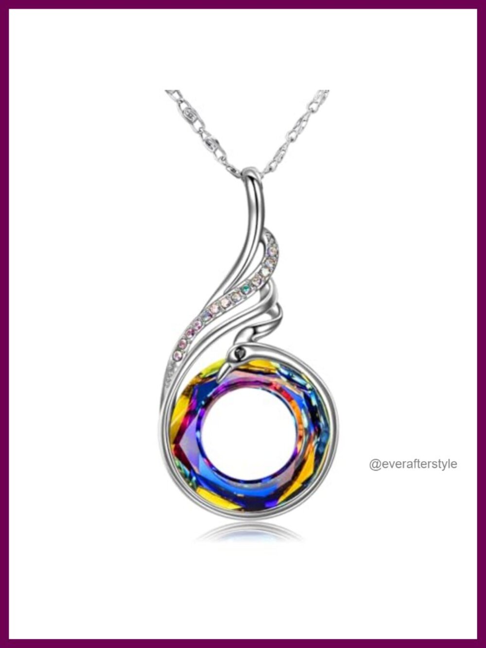 Phoenix Pendant Necklace for Women, Austrian Crystal 925 Sterling Silver